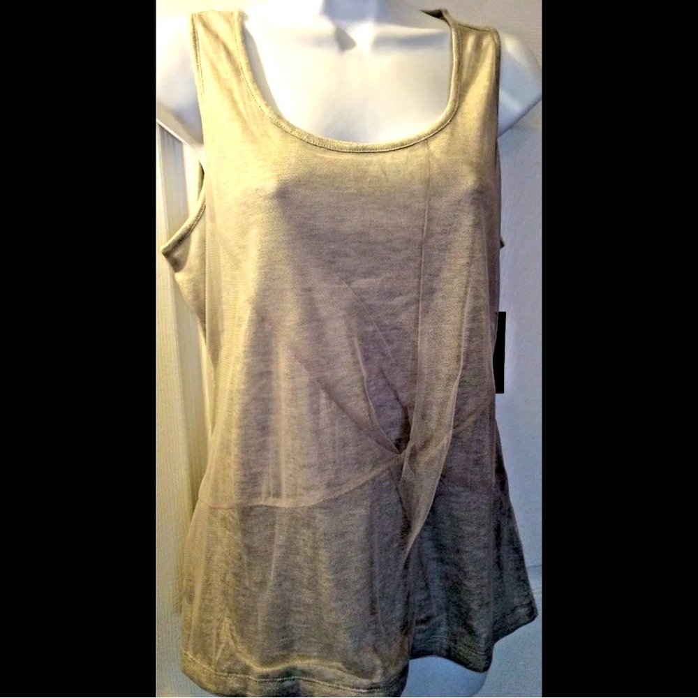 New NIC + ZOE Moondust Heather Gray Tank Top Blouse Short Twist Front Silk Knit